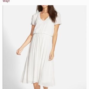 NWT WAYF White Blouson Midi Dress